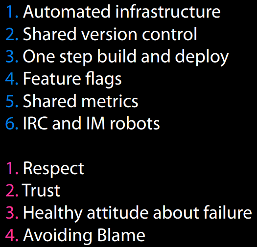 James Allspaw's rules for DevOps