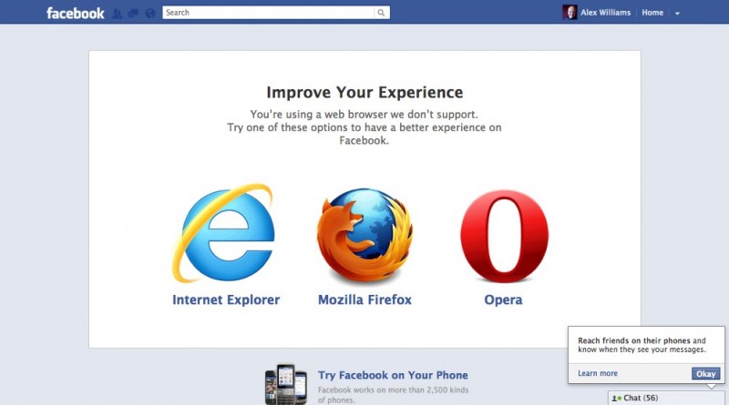 facebook on safari browser