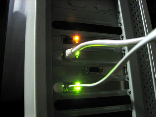 Network cables connected to computer
