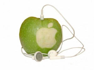 Apple image, apple, ear buds