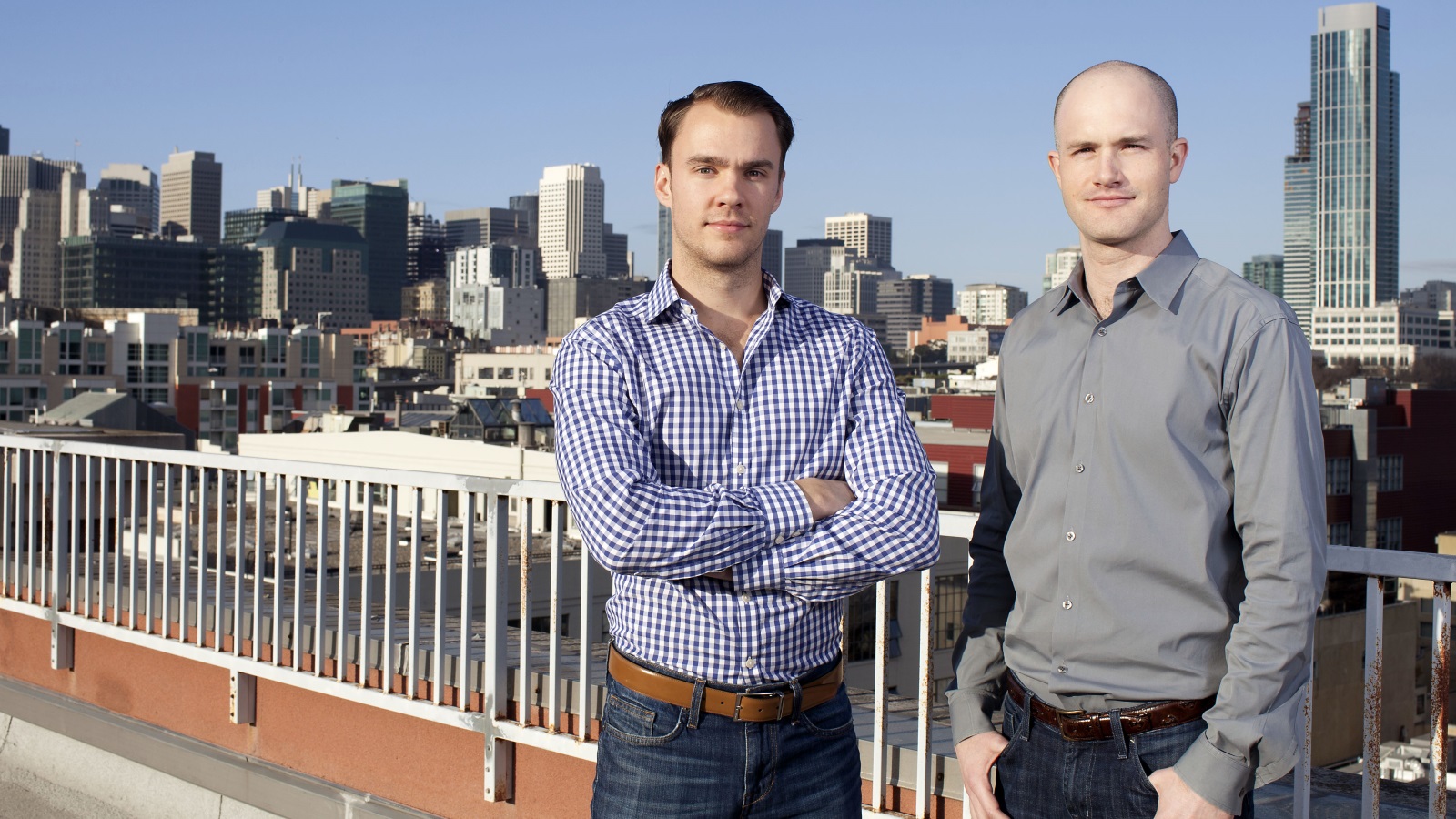 Coinbase co-founders Fred Ehrsam (left) and Brian Armstrong