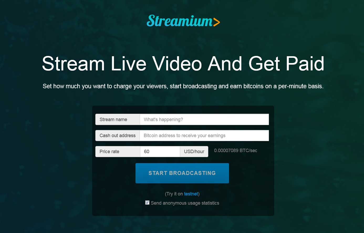 streamium bitcoins