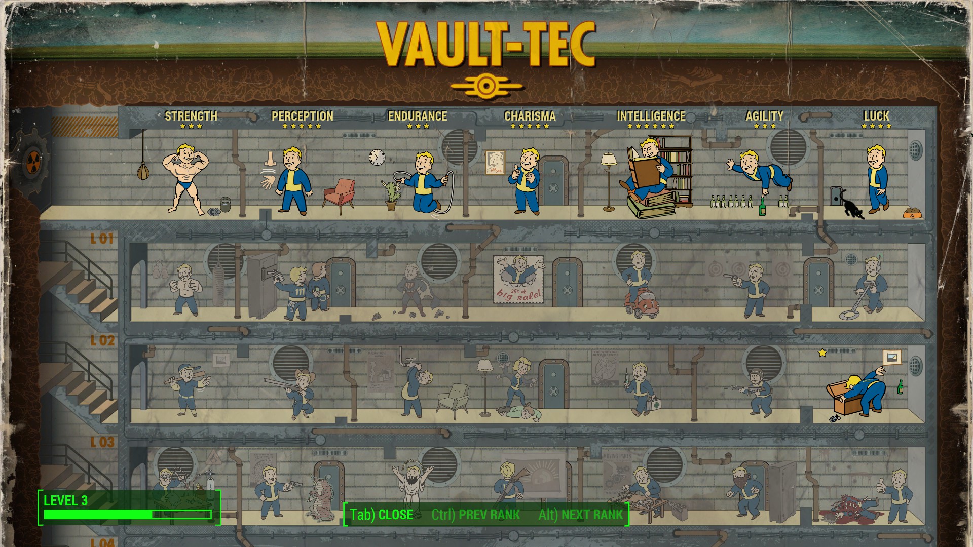 fallout 4 perk chart mouse stuck between strength and luck