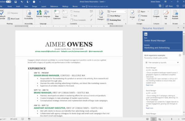 linkedin resume assistant word for mac