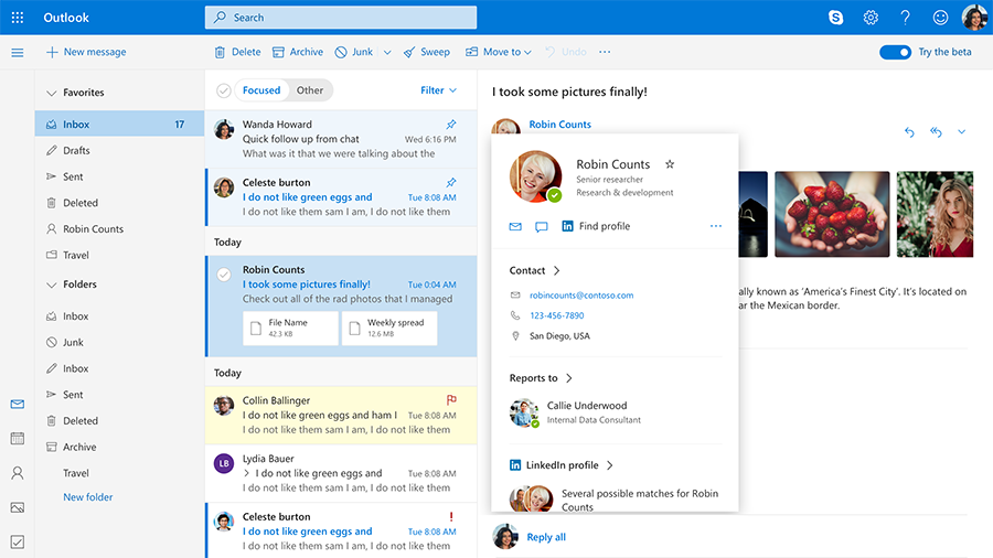 View of the new Outlook.com UI