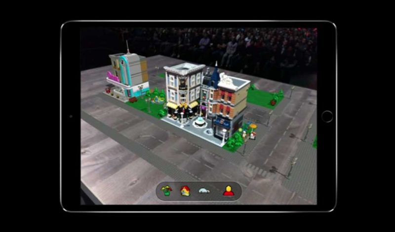 A Lego village in augmented reality presented at WWDC 2018. Image: Apple
