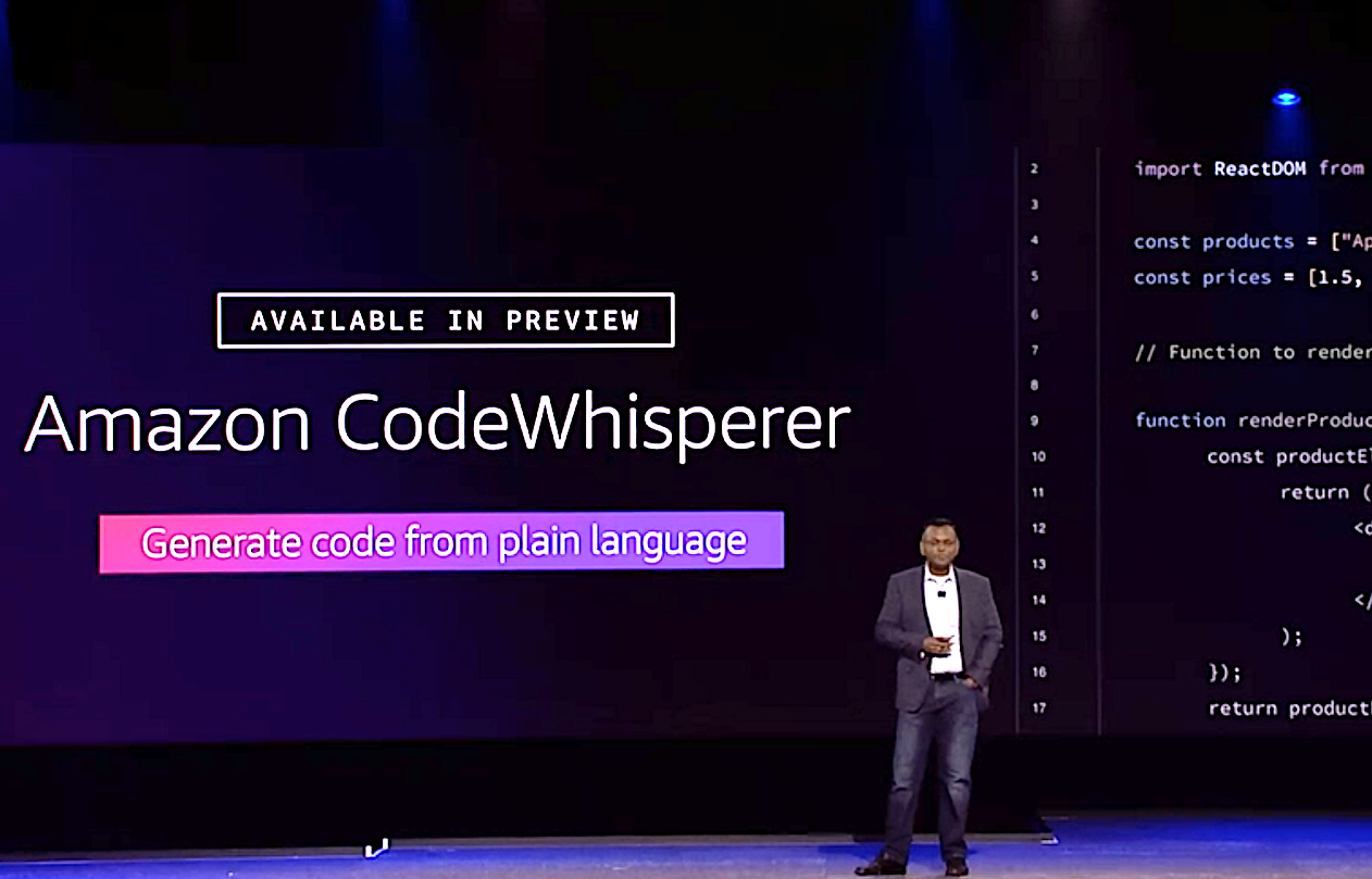AWS debuts Amazon CodeWhisperer and new synthetic data capabilities - SiliconANGLE