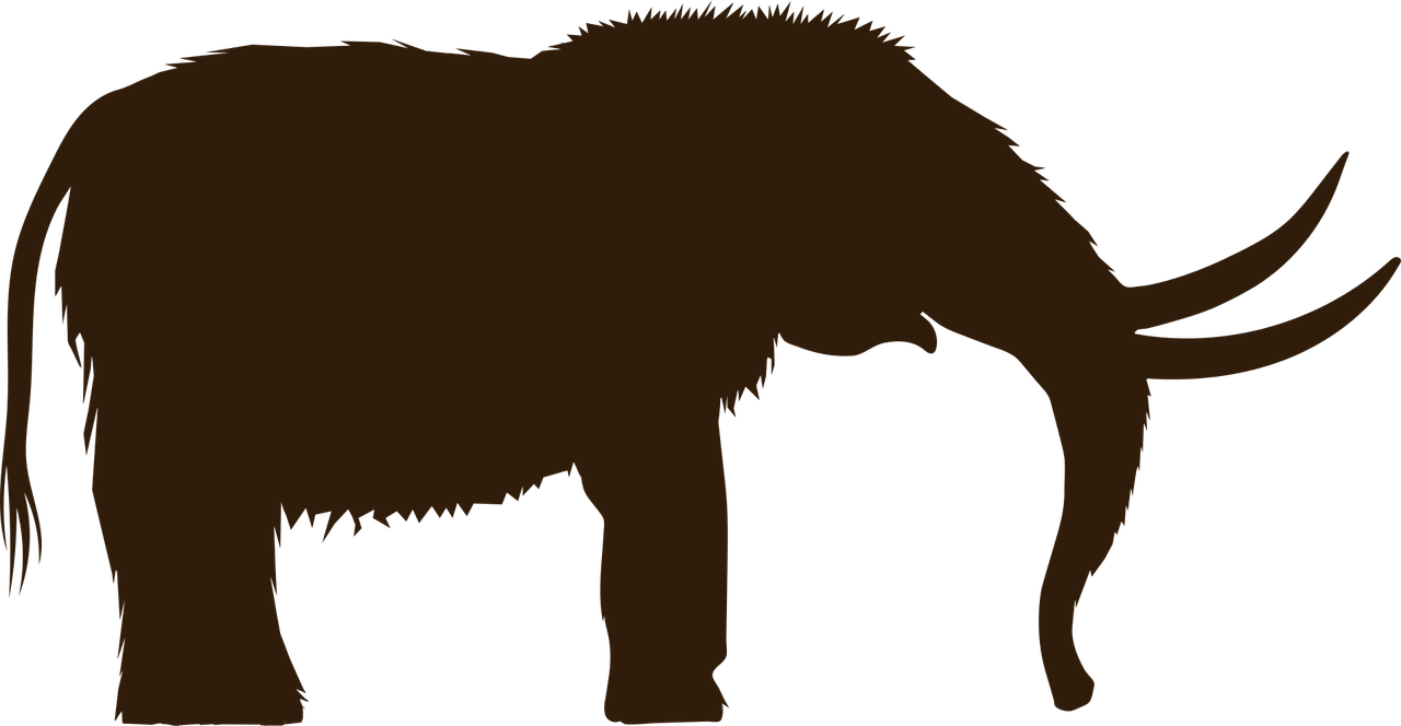 The silhouette of a wholly mammoth or mastodon
