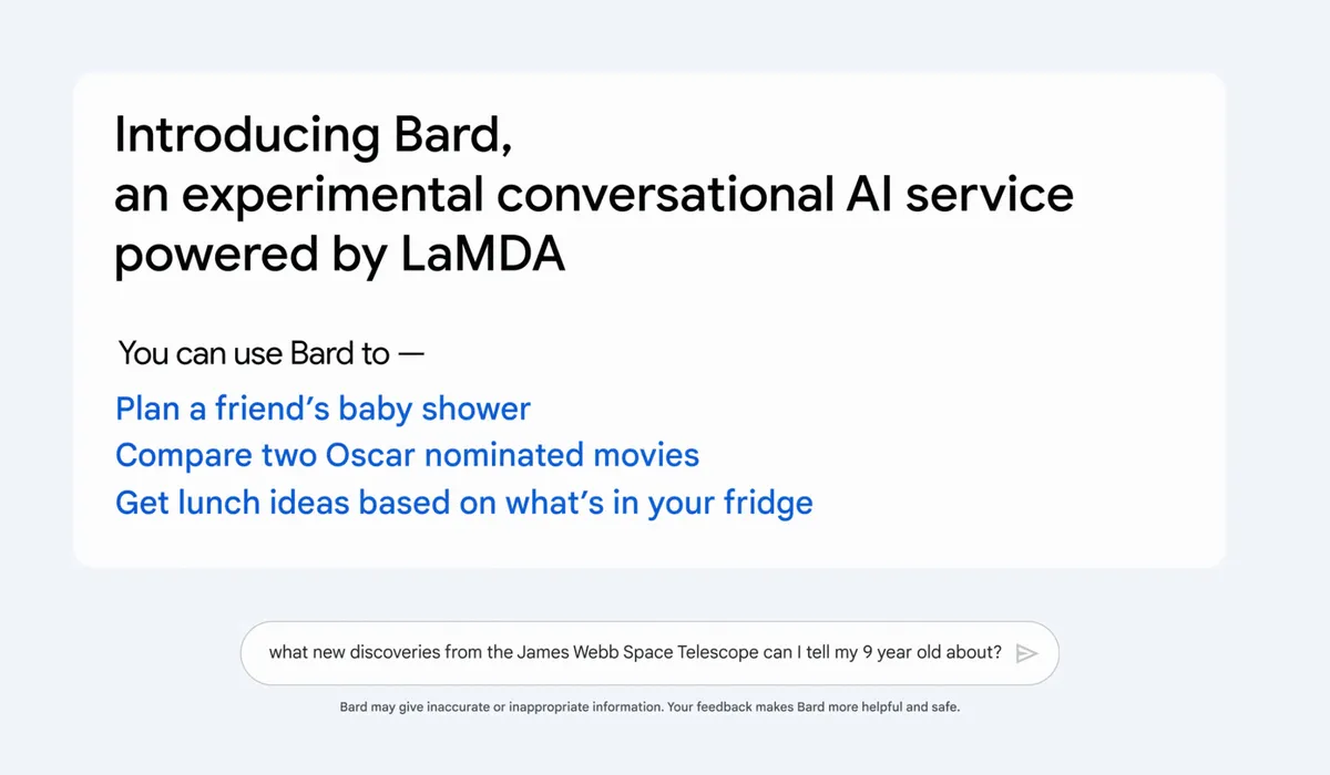 Google meluncurkan Bard chatbot bertenaga AI untuk pencarian percakapan