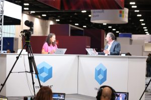 Rebecca Knight and Rob Strechay, on the set of theCUBE at Red Hat Summit 2024.