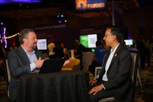 Rob Strechay and Sandeep Singh on theCUBE set at NetApp Unveils in Las Vegas.