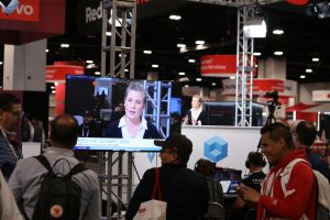 Stefanie Chiras on the set of an exclusive broadcast with theCUBE at Red Hat Summit 2024.
