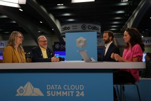 Jayne Strickland, co-founder and CCO of SignalFlare.ai, Mike Lukianoff, CEO of SignalFlare.ai and Stefan Williams, VP of corporate development and Snowflake Ventures at Snowflake Inc talking to theCUBE about snowflake data cloud at Data Cloud Summit 2024