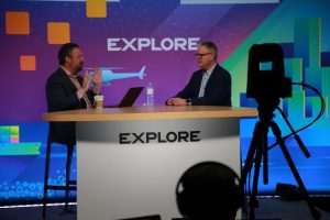 Rob Strechay, theCUBE, Brendan Kinkade, vice president of strategic technology partnerships at IBM talk during VMware Explore 2024.