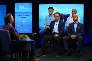 Vince Chen, senior director of solutions architecture at Super Micro Computer Inc.; Balaji Venkateshwaran, vice president of AI product management at DataDirect Networks Inc.; Kevin Kang, senior manager of product marketing and product management at Advanced Micro Devices, Inc.; and Praveen Midha, director of segment and technical marketing – data center flash – at Western Digital Corp. talk with theCUBE about agentic AI during the Super Micro Storage Summit 2025.