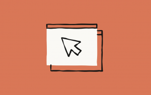 Anthriopic Claude AI computer control, a computer pointer within a white box, on an orange background