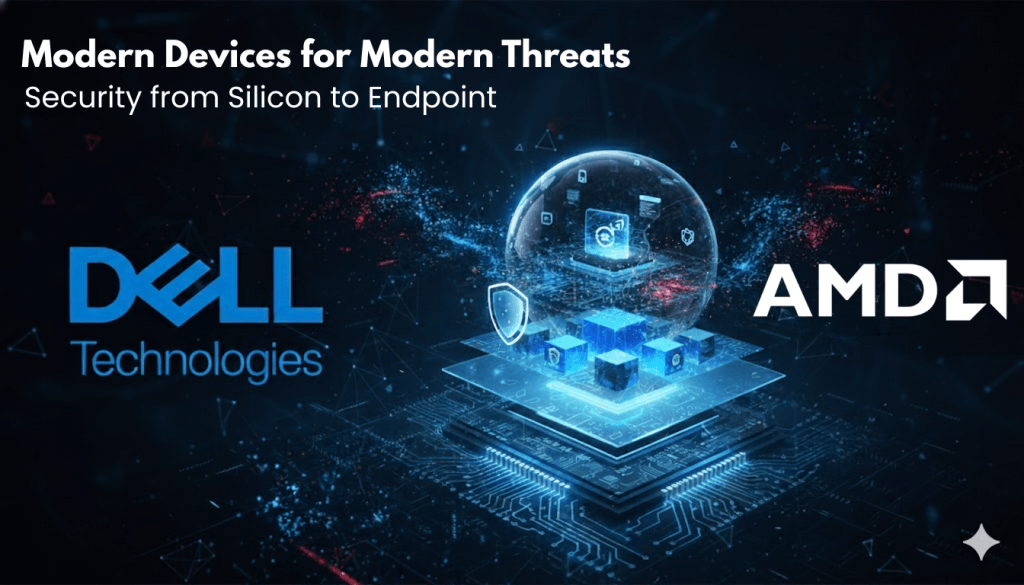 The image, which includes Dell and AMD's logos, depicts why hardware root of trust matters in modern endpoint security.
