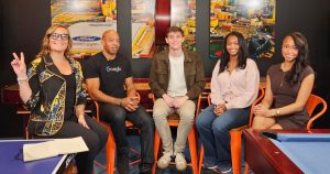Bobby Allen, cloud therapist at Google, and Ciara Cade, Calvin Kraus, Sydney Allen, students at University of Michigan, discuss the role of AI in education as part of Google Cloud's Passport to Containers interview series with Savannah Peterson.