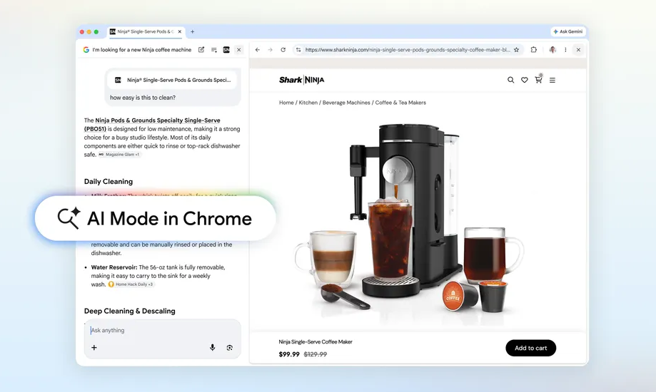 AI Mode in Chrome adds split-screen view to enhance the web search experience